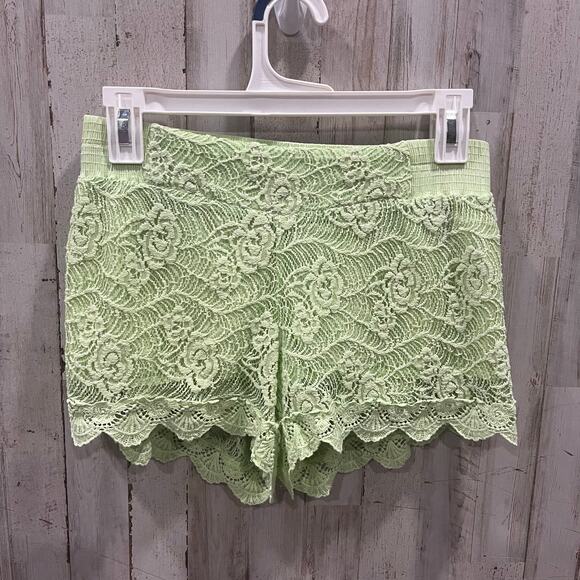 Vintage Miss Me Green Crochet Lace Pull On Shorts Y2K Boho Womens Size Small - Picture 2 of 7